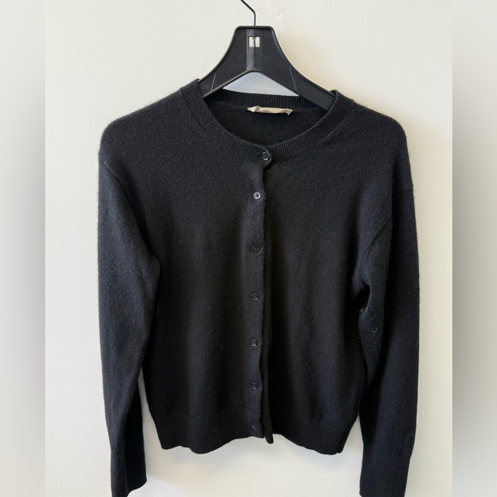 Everlane 100% Cashmere Classic Cardigan — Black / Blaxk — Size Large